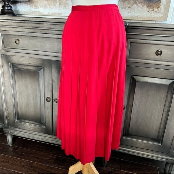 Vintage Red Pleated Maxi Skirt 1990s size 14 - Picture 1 of 4